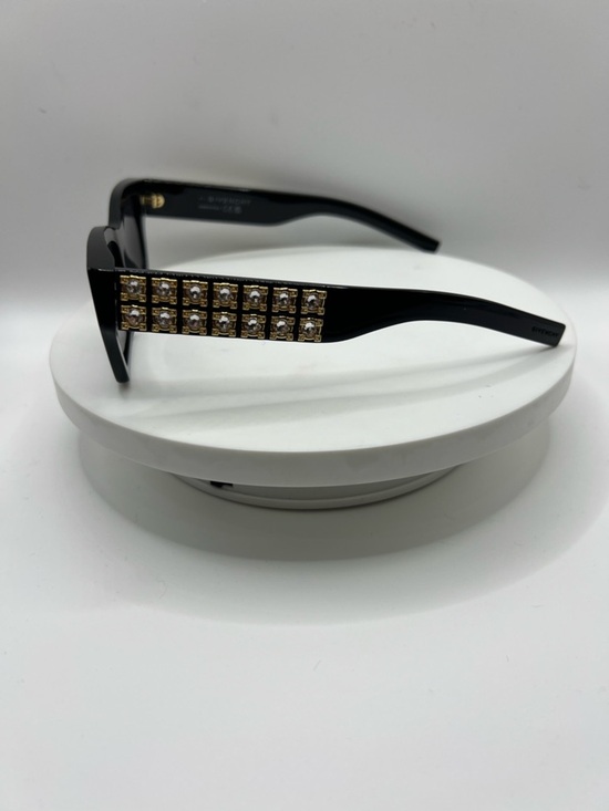Givenchy Black Oversized Rectangular Sunglasses w/ Rhinestone Embellished Temple